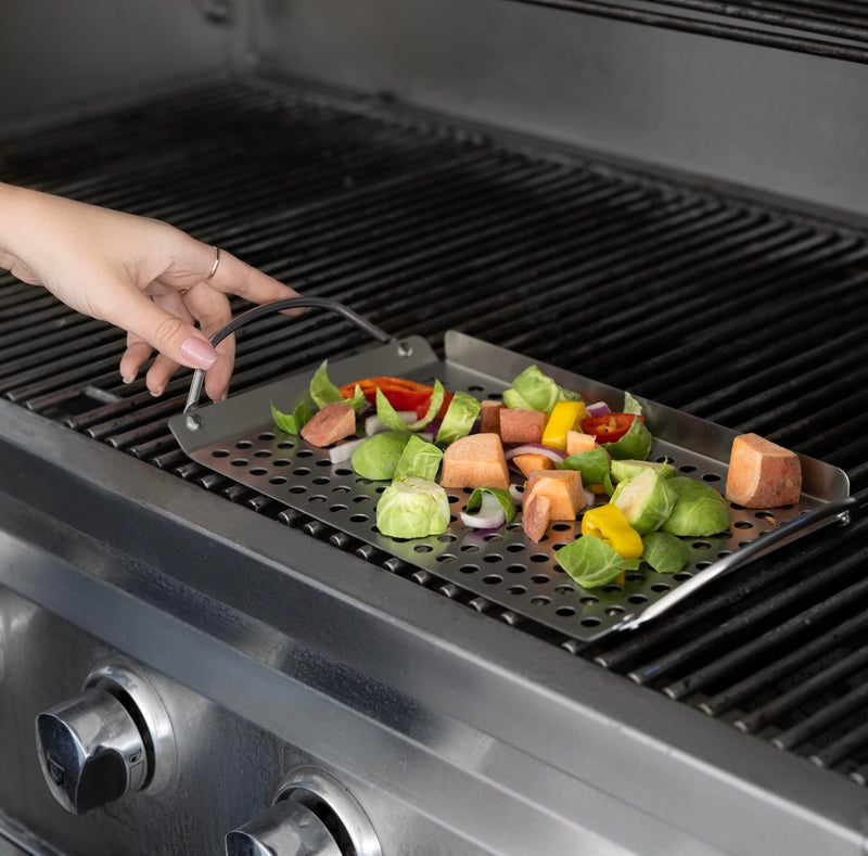Outset 76630 Stainless Steel Grill Topper Grid, Set of 2, 11"x7" and 11"x17" - Image 4